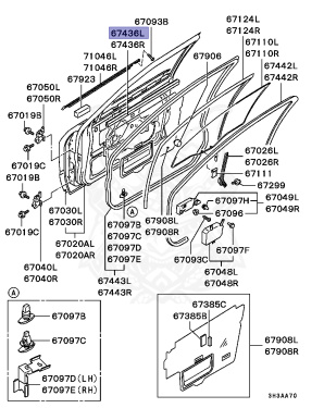 MR214293 - Mitsubishi - Weatherstrip, Fr Door Belt, Inr Lh