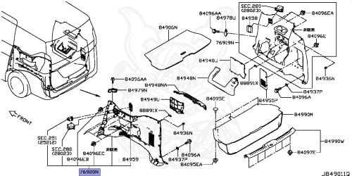 84953-5TA6A - Nissan - FINISHER ASSEMBLY-LUGGAGE SIDE,LOWER LH - Nengun ...