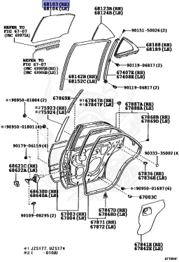 68113-30680 - Toyota - GLASS SUB-ASSY, REAR DOOR, RH - Nengun Performance