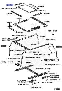 63217 63217-22040 - Toyota - GARNISH, SLIDING ROOF SIDE, RH - Nengun Performance