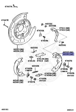 46590-48010 - Toyota - SHOE ASSY, PARKING BRAKE, LH NO.2 - Nengun ...