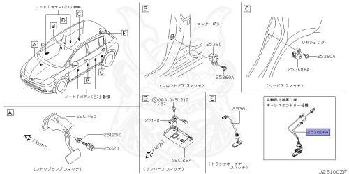 25380-ED002 - Nissan - SWITCH ASSEMBLY, TRUNK OPENER - Nengun Performance