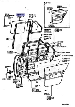 68113-12100 - Toyota - Glass Sub - Assy, Rear Door, Rh - Nengun Performance
