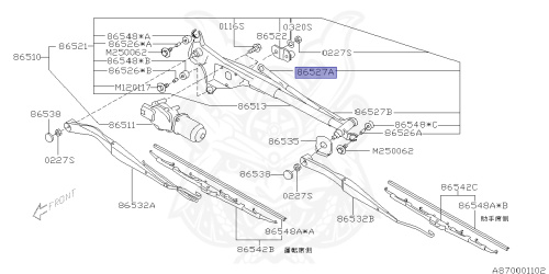 86527SA000 - Subaru - WINDSHIELD WIPER ROD, A - Nengun Performance