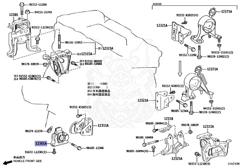 12361-36190 - Toyota - INSULATOR, ENGINE MOUNTING, FRONT(FOR TRANSVERSE ...
