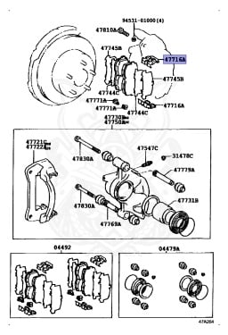 47716-40020 - Toyota - PLATE, PAD SUPPORT, NO.1 (FOR REAR DISC BRAKE ...