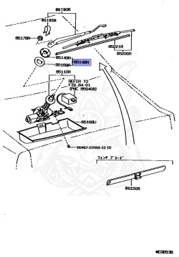 ベータ 85148-12020 - Toyota - Nut, W / Washer Packing, Rear Wiper Link