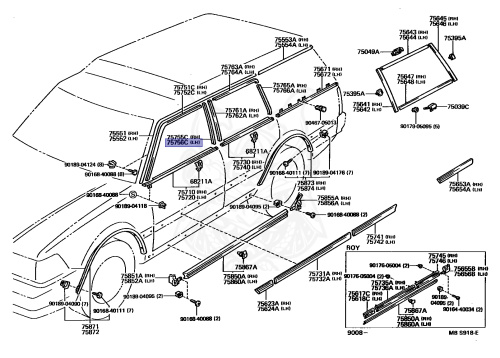 75756 75756-30080 - Toyota - MOULDING, FRONT DOOR WINDOW FRAME, REAR LH ...