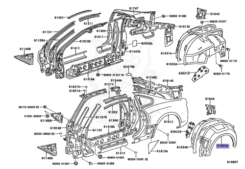 61606-14900 - Toyota - Panel, Quarter Wheel House, Outer Lh - Nengun ...