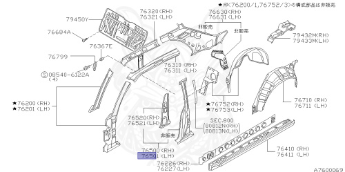 76501-1P100 - Nissan - Pillar, Center - Lh - Nengun Performance