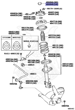 48684-32010 - Toyota - Cover, Front Suspension Support Dust, Lh