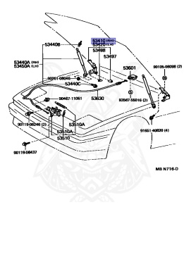 534101 Pin Code 53410-14111 - Toyota - Hinge Assy, Hood, Rh - Nengun Performance