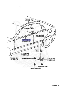 75710-53011 - Toyota - Moulding Assy, Front Door Belt, Rh - Nengun ...