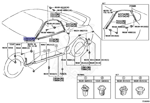 75601-19055 - Toyota - Moulding Sub-assy, Front Fender, Rh - Nengun ...