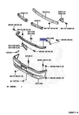 52081-22040 - Toyota - Reinforcement Sub-Assy, Front Bumper, Upper ...