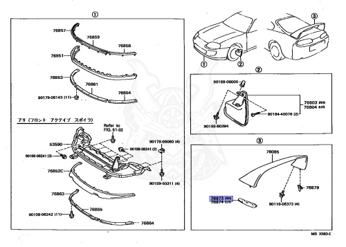 76873-14061 - Toyota - Protector, Rear Spoiler, No.2 - Nengun Performance