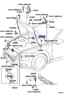 53450-50070 - Lexus - Support Assy, Hood, Lh - Nengun Performance