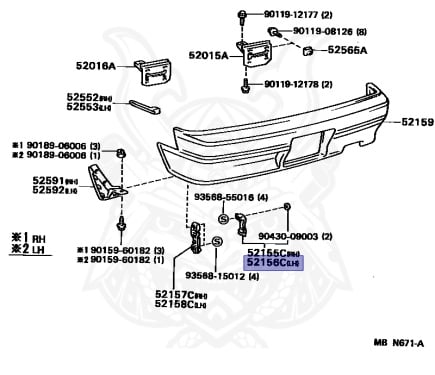 52156-16100 - Toyota - Support, Rear Bumper Side, No.1 Lh - Nengun ...
