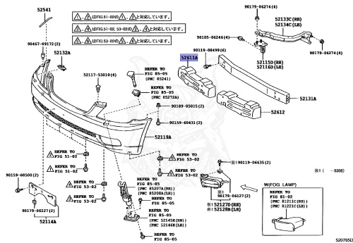 52611-53030 - Toyota - Absorber, Front Bumper Energy, Rh - Nengun ...