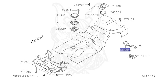 74870-80F00 - Nissan - Stay Assembly, Tunnel - Nengun Performance