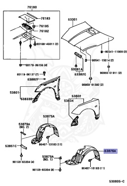 53876-20380 - Toyota - Liner, Front Fender, Lh - Nengun Performance