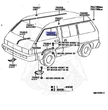 75552-87005 - Toyota - Moulding, Roof Drip Side Finish, Lh - Nengun ...