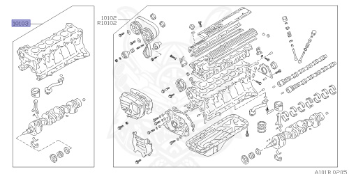 見本 10103-21U50 - Nissan - Engine Assembly, Short - Nengun
