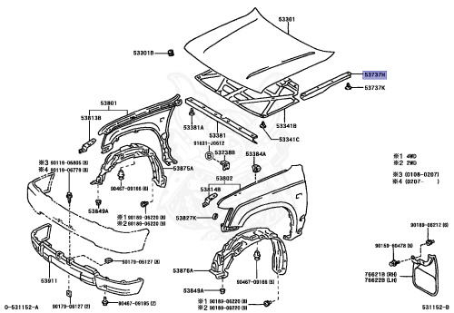 53737-35040 - Toyota - Seal, Front Fender Apron, Lh - Nengun Performance