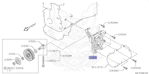 11910-52F00 - Nissan - Bracket, Compressor - Nengun Performance