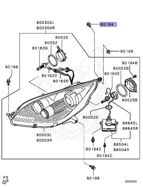 MS450973 - Mitsubishi - Screw, Headlamp - Nengun Performance