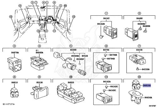 84810-12080 - Toyota - Switch Assy, Power Window Regulator