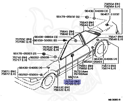 75710-12450 - Toyota - Moulding Assy, Front Door Belt, Rh - Nengun ...