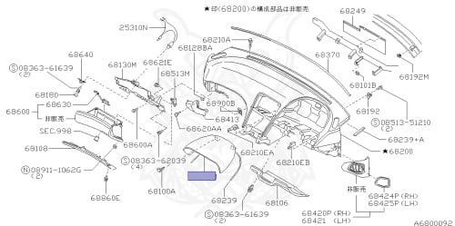 68211-40P00 - Nissan - Pad Assembly, Instrument - Nengun Performance