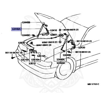 53440-39075 - Toyota - Support Assy, Hood, Rh - Nengun Performance