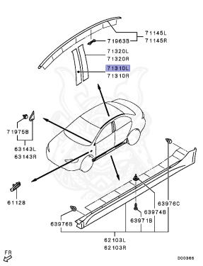 Cap7105aa 7410A075XA - Mitsubishi - Tape, Fr Door Sash, Lh - Nengun Performance