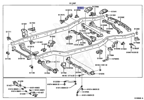 51531-35030 - Toyota - Bracket, Rear Spring Support, Rh - Nengun ...