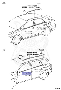 75710-12800 - Toyota - Moulding Assy, Front Door Belt, Rh - Nengun ...