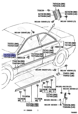 75710-22270 - Toyota - Moulding Assy, Front Door Belt, Rh - Nengun ...