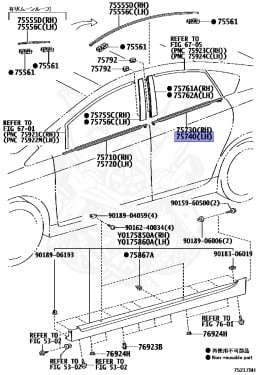 75740-47020 - Toyota - MOULDING ASSY, REAR DOOR BELT, LH - Nengun ...