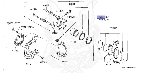 44001-05J00 - Nissan - REAR CALIPER WITHOUT PAD OR SHIM, RH - Nengun ...