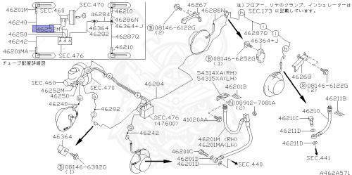 46252-AA100 - Nissan - Tube Assembly , Brake Master Cylinder To Rear ...