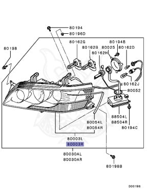 MR957910 - Mitsubishi - HEADLAMP BODY, RH - Nengun Performance