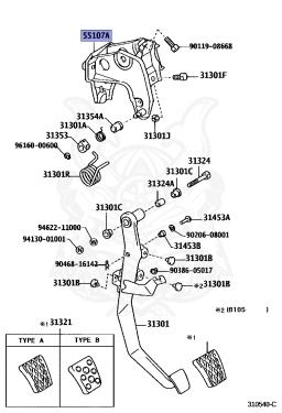55107-22241 - Toyota - Support Sub-assy, Clutch Pedal - Nengun Performance