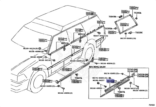 75735-30131-B4 - Toyota - MOULDING, FRONT DOOR OUTSIDE, LOWER RH ...