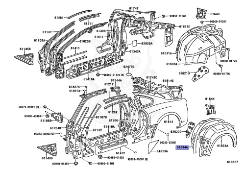 61608-14909 - Toyota - WHEEL HOUSE INNER QUARTER PANEL, LH - Nengun ...