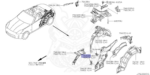 76438-CD000 - Nissan - BRACE, SILL OUTER RH - Nengun Performance