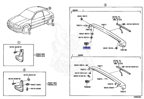 76865-16030 - Toyota - REAR SPOILER RETAINER - Nengun Performance