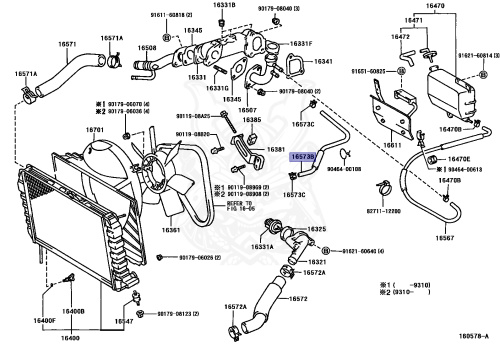 16573-64040 - Toyota - RADIATOR HOSE, NO.3 - Nengun Performance
