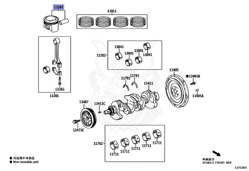 13101-21170 - Toyota - PISTON SUB-ASSY, W/PIN - Nengun Performance