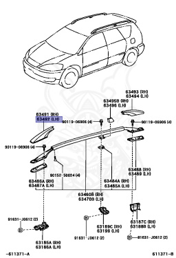 63492-44040 - Toyota - COVER, ROOF RACK LEG, FRONT LH - Nengun Performance